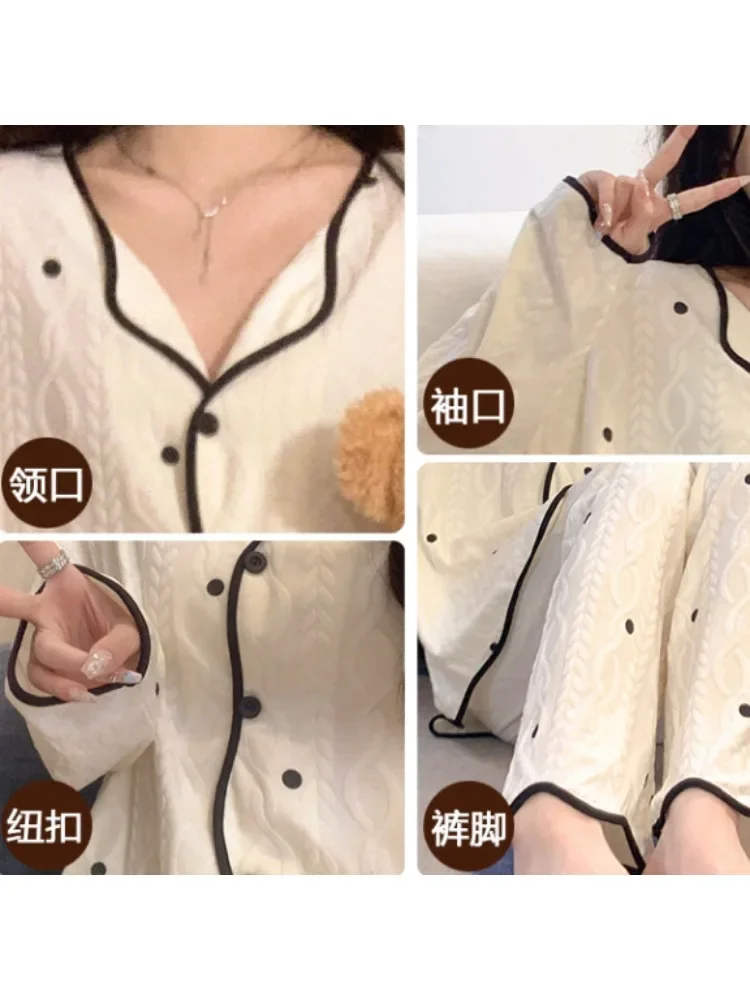 New Women's Pajamas Suit Spring and Fall New Cartoon Students Cardigan Long-sleeved Long Pants Korean Fashion Sleepwear Homewear