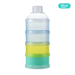 Portable 4-Layer Baby Feeding Storage Container for Milk Powder, Snacks, and Candy (Blue)