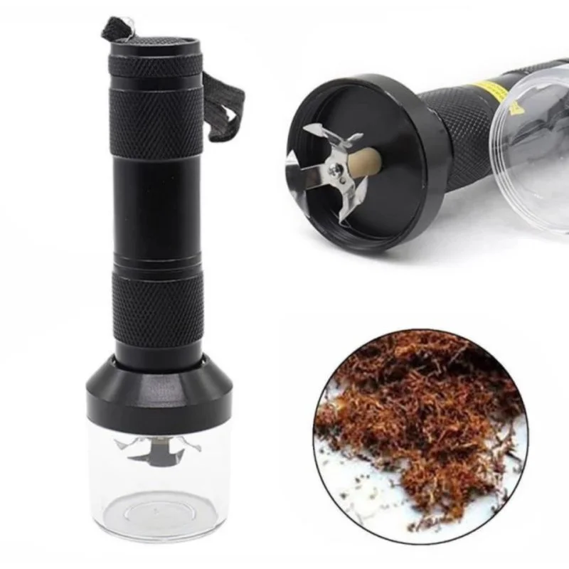 Flashlight Herbal Grass Grinders for Smoking Plastic Tobacco Cutting Pipe Accessories Type-C Charging Smoke Pipes Herb Mills