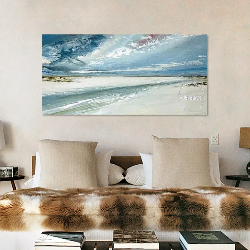 

Living Room Decor Large Unframed Blue Sky Scenery Picture Seascape Oil Painting On Canvas Art Showpieces For Wall Decor Artwork