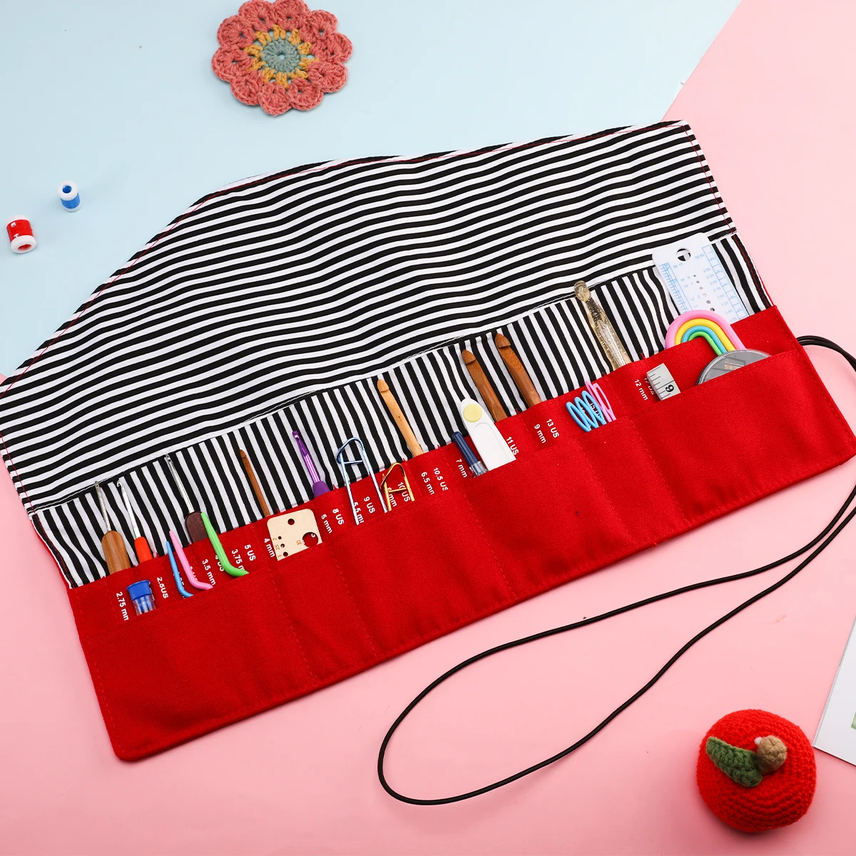Empty Storage Bags Foldable Crochet Oragnizer Bag Waterproof Knitting Needles Bags For Sewing Tool Accessories Gift knitting tool organizer,yarn storage bag,yarn storage organizer