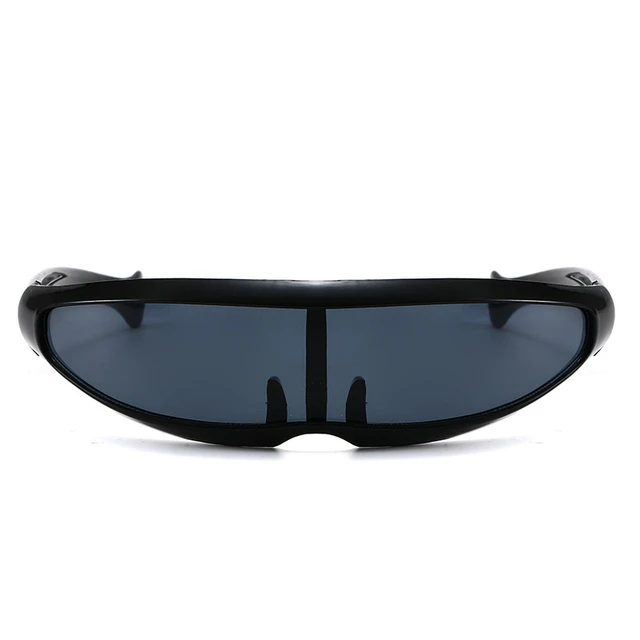 Gafas de sol futuristas plateadas para mujer, gafas de sol sin montura de una pieza para hombre