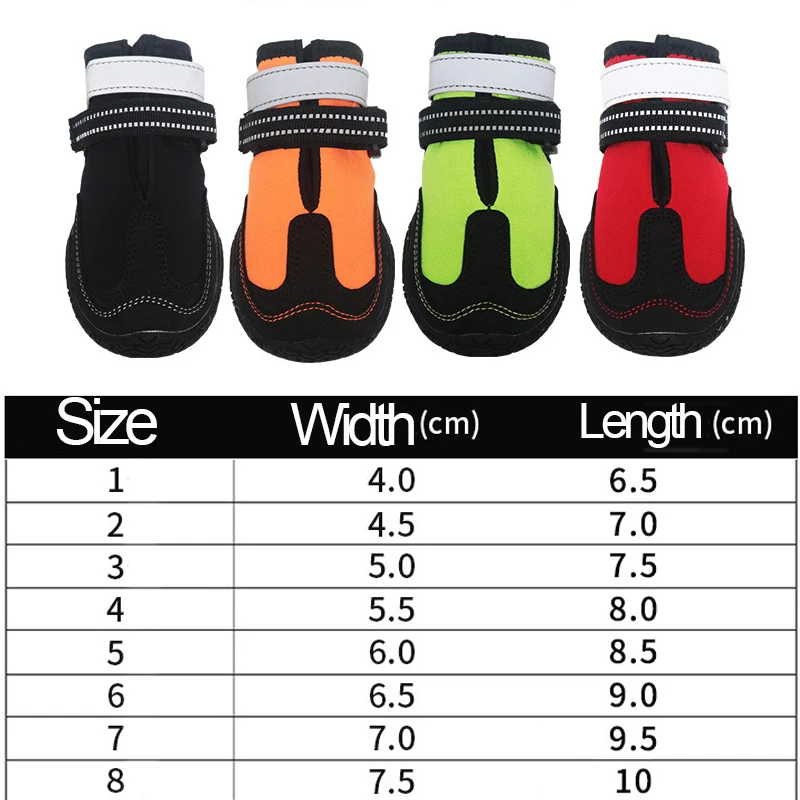 4Pcs/Set Dog Shoes for Large Dogs Breathable Professional Outdoor Dog Shoes Anti-Slip Durable Pet Shoes for Hiking Rubber Sole