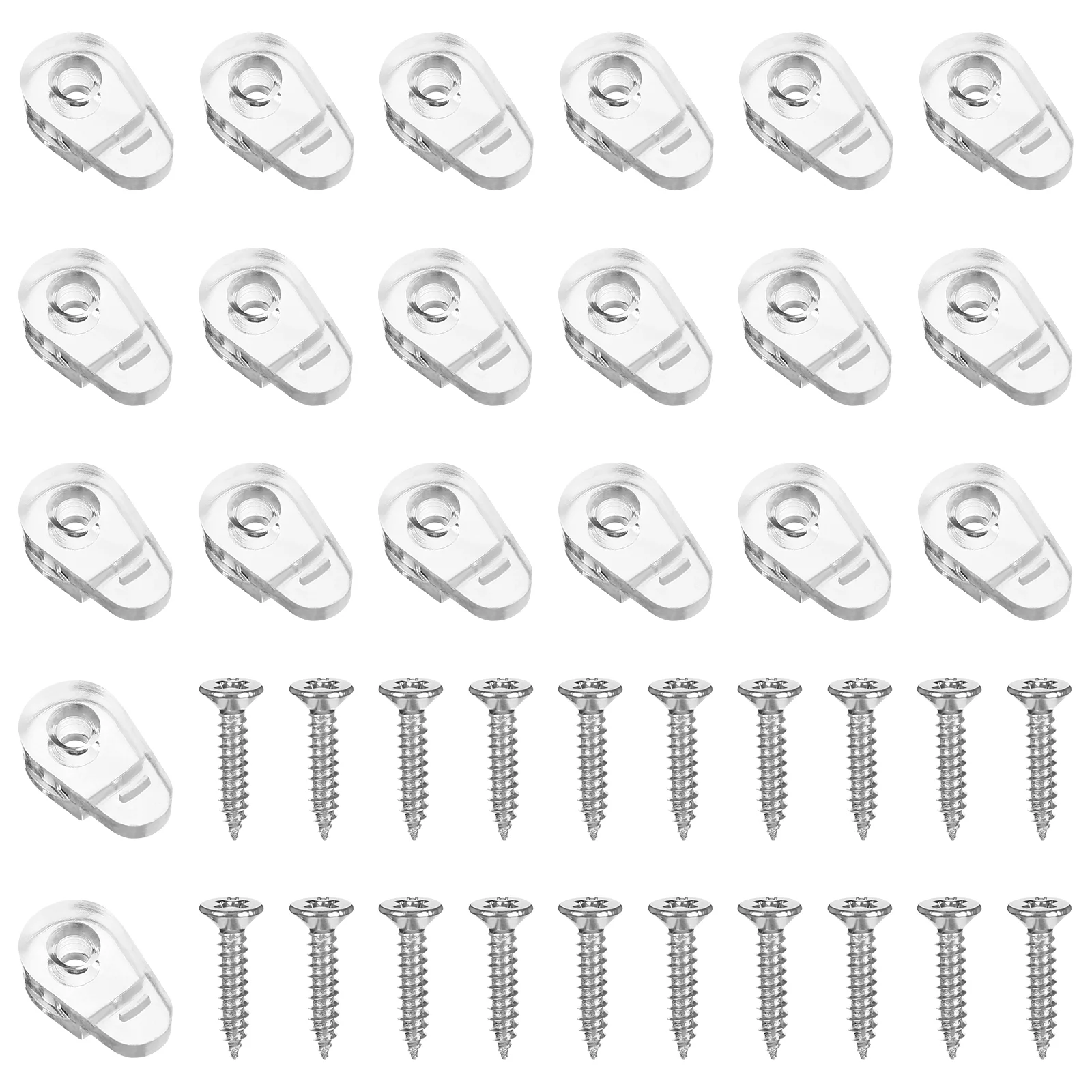 20 Pcs False Front Cabinet Pin Mirror Clips Fixing with Screws Glass Transparent