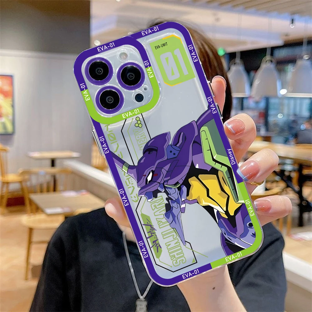 thumbnail image 1 of Funda de teléfono de Anime para EVANGELIONs, carcasa transparente para iPhone 16, 15, 14, 13, 12, 11, Mini Pro Max, X, XR, XSMax, 7, 8 Plus, SE20, 1 of 5