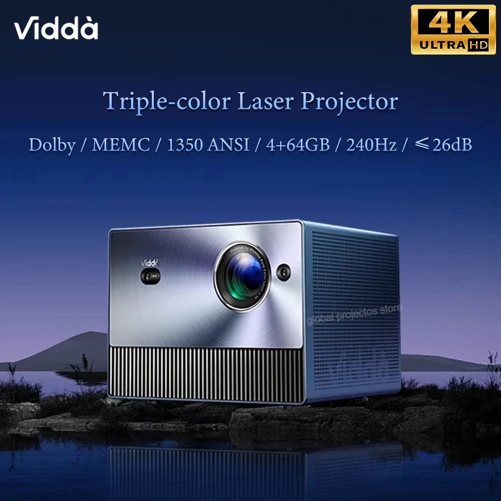 Vidda C1 RGB 레이저 프로젝터, 4K, 3840x2160 비디오, 3D 비머, 홈 시어터용 안드로이드 시네마, 240Hz 재생률