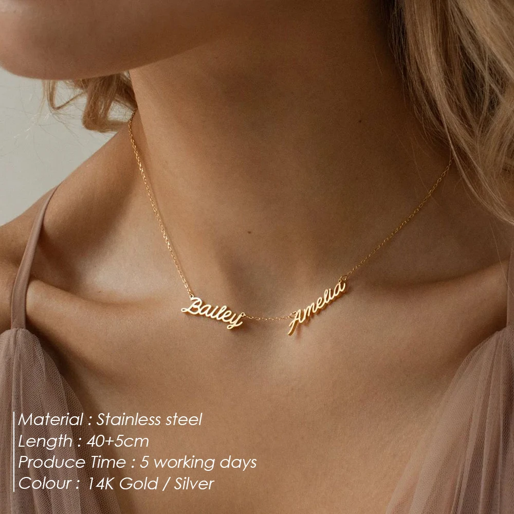 eManco Custom Multiple Names Necklace Personalized Stainless