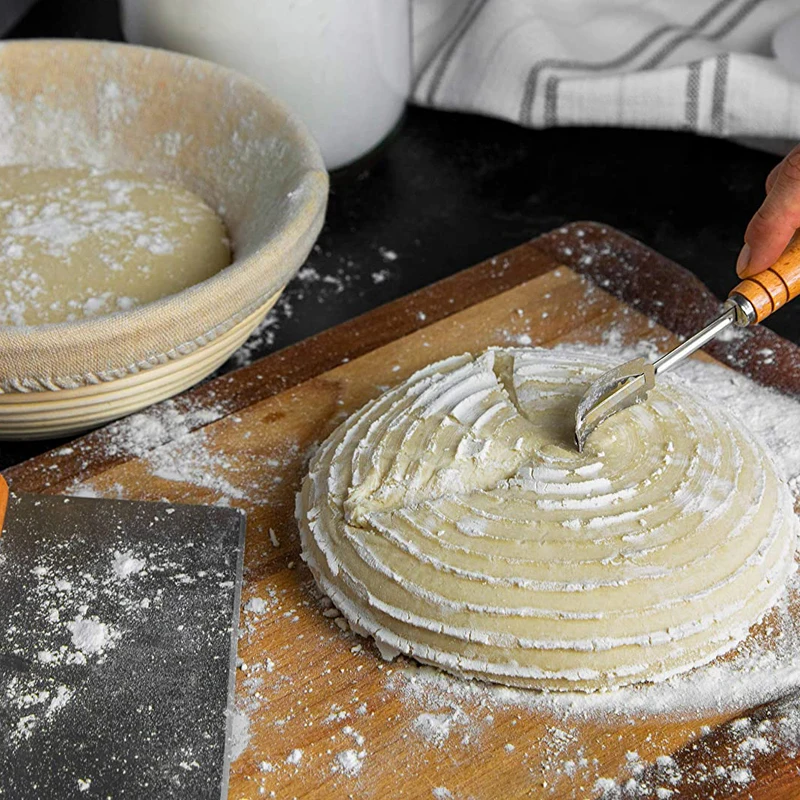 Cesta de fermentación con inserto de lino para hacer pan---- BANYUO  Electrónica