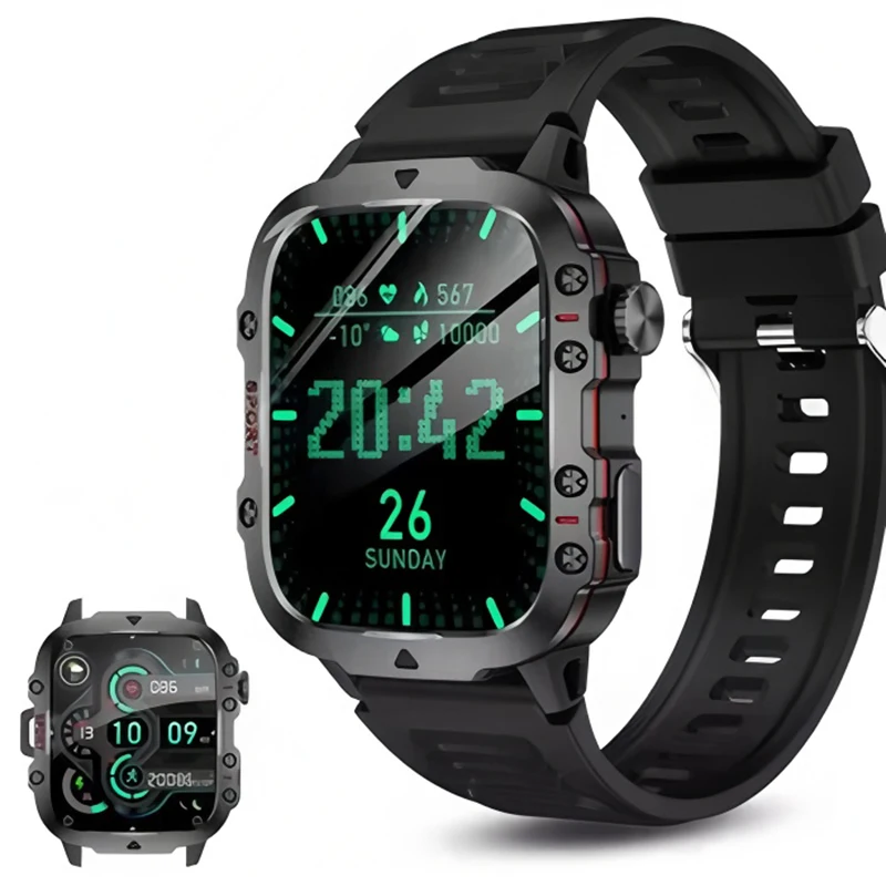 2026 New Rugged Military Smart Watches Men Bluetooth Call Health Monitoring AI Voice Sport Waterproof Smartwatch For Android Men 1