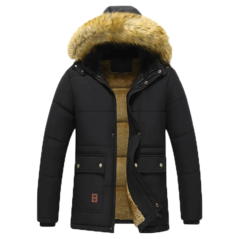 

2024 New Men Winter Windproof Keep Warm Cotton Liner Jacket Coats Outdoor Casual Datechable Hooded