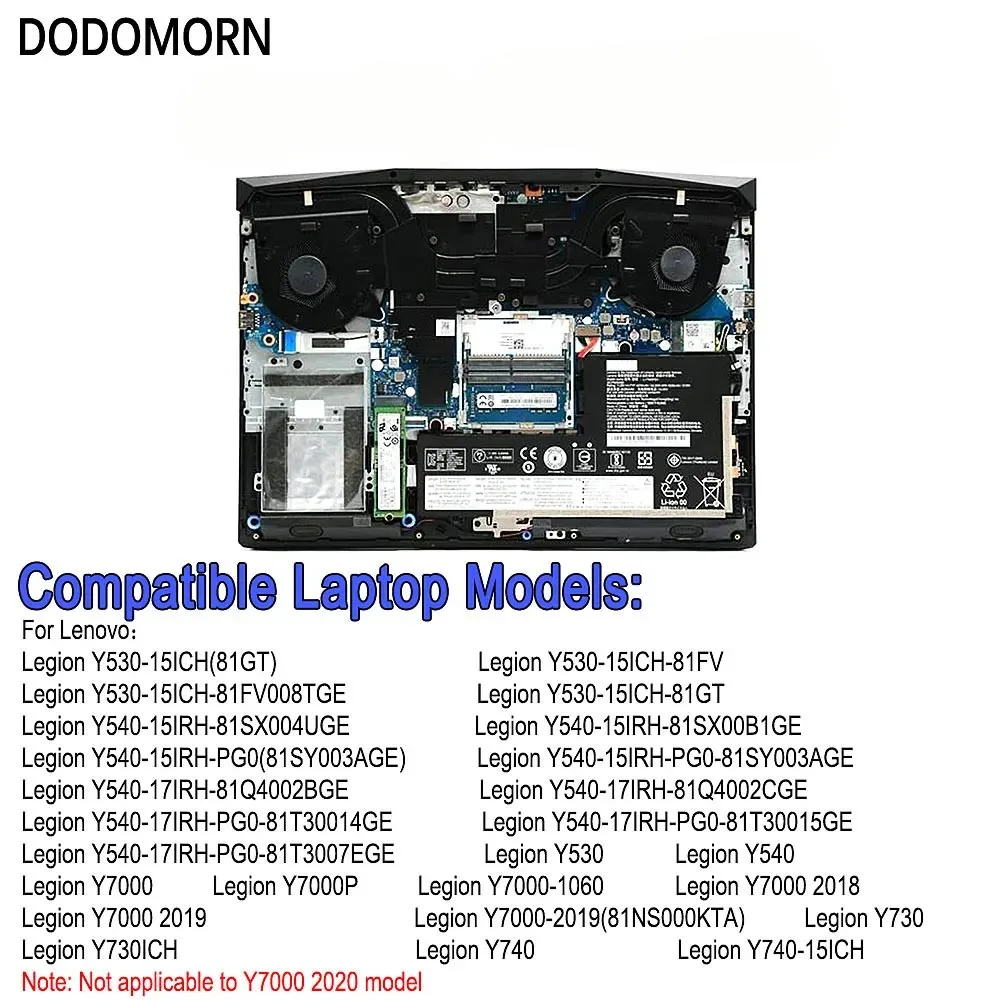 DODOMORN L17L3ical1 Batterie Pour Lenovo Legion Y530 Y530-15ICH Y700 2018 2019 Y7000P L17M3ical1 L17M3ical2 L17C3ical1 L17C3ical2 52,5 Wh