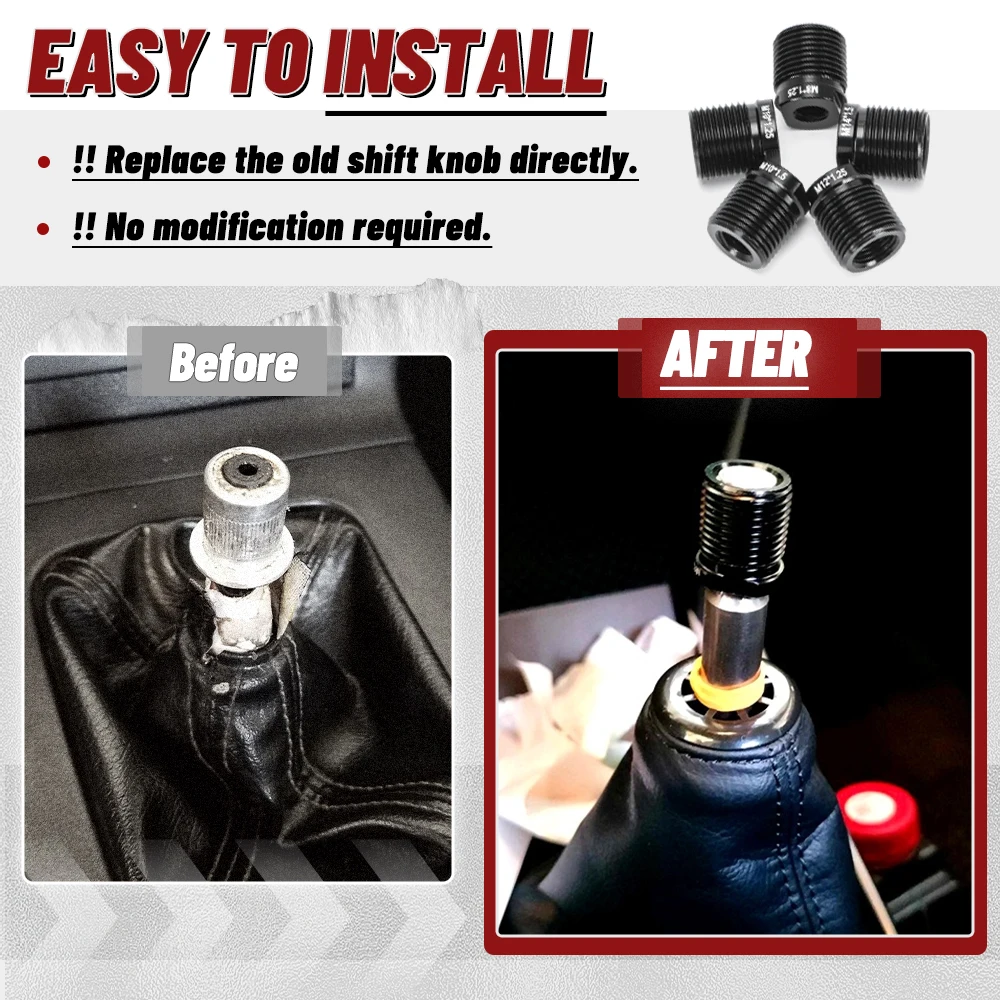 Aluminum Shift Knob Adapter M8x1.25/M10x1.25/M10x1.5/M12x1.25/M14x1.5