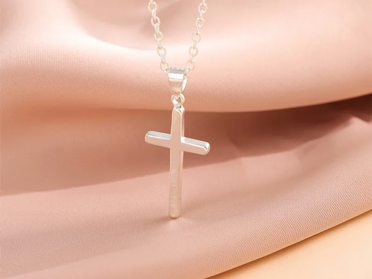Modische glatte Gebetsketten aus 925er-Sterlingsilber mit einfachem Kreuz-Anhänger XL086 – Detail 4