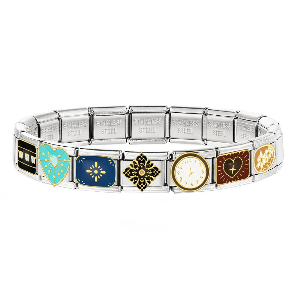 1pc Italienische Link fit 9mm Mode Charme Schmetterling Blume Herzen Uhr Armband DIY Edelstahl Alten Retro Stil schmuck – Detail 2