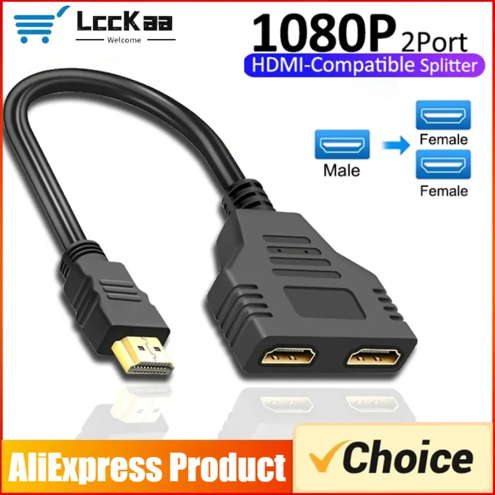1 in 2 Out HDMI-kompatibel Splitter Kabel 1080P Stecker Auf Buchse Dual Port HDMI-Kompatibel HDTV Adapter für Laptop TV Box Monitor
