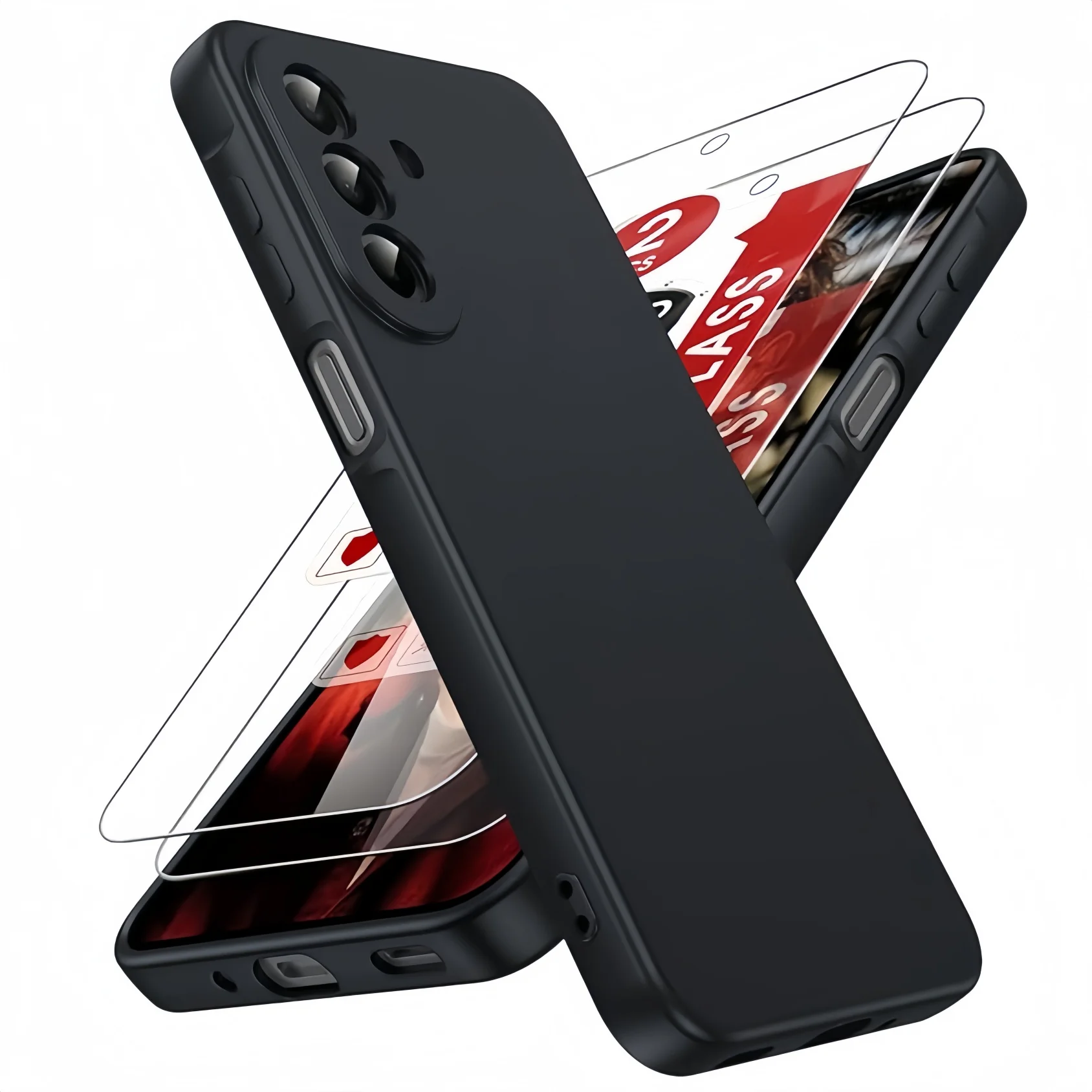 Soft Liquid Silicone Shockproof Anti-Scratch Case with Screen Protector - Pure Color Design