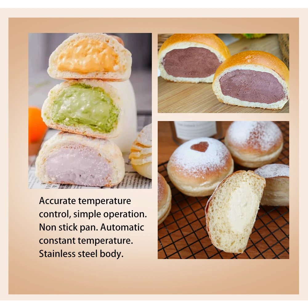 Ice Cream Hamburger Maker Burger Gelato Panini Press Machine Waffle Baking Machine Semlor Paczki Krapfen Baker Stuffed Burger
