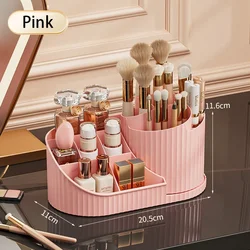 Large Capacity 360° Rotating Cosmetic Organizer for Lipsticks, Brushes & Vanity (Pink)
