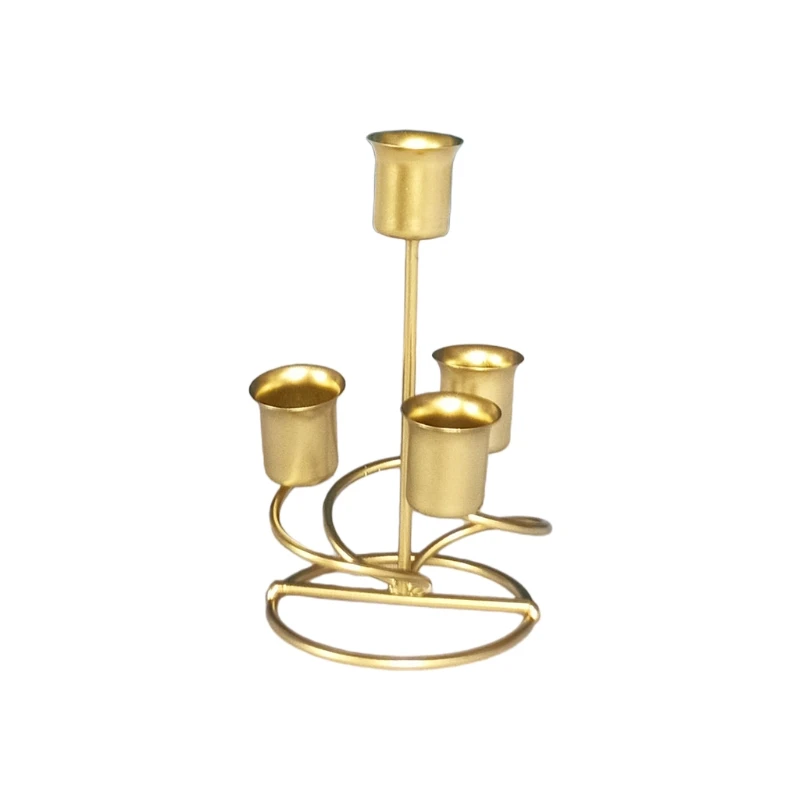 Antique Style Metal Pillar Candelabra European Decor Candle Holders Gold 1 Arm 