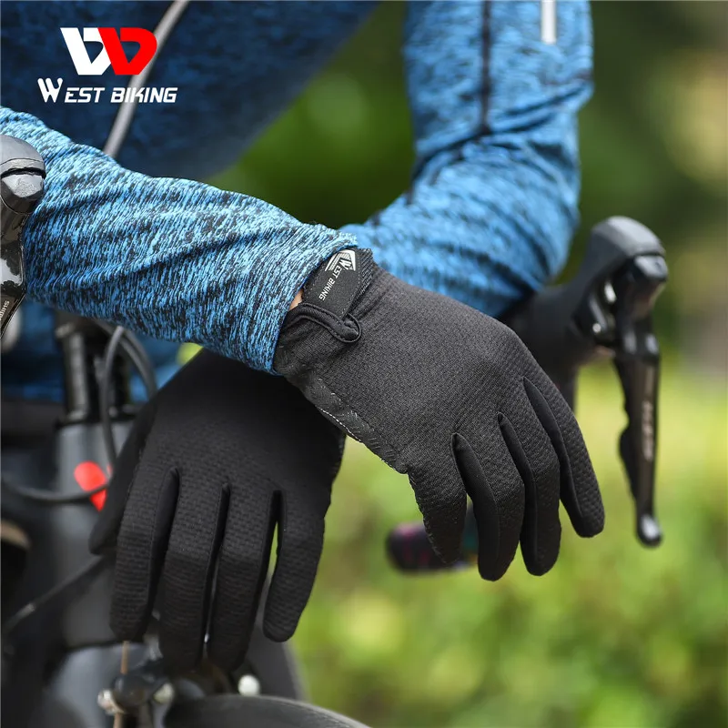 

WEST BIKING Sports Cycling Gloves Touch Screen Men Women MTB Bike Gloves Full Finger Running Motorcycle Bicycle Gloves