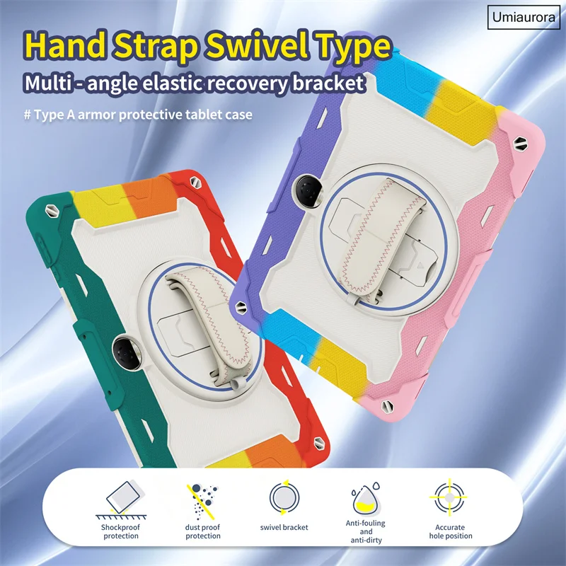 Heavy Duty Rugged Tablet Case with Stand and Strap - Shockproof