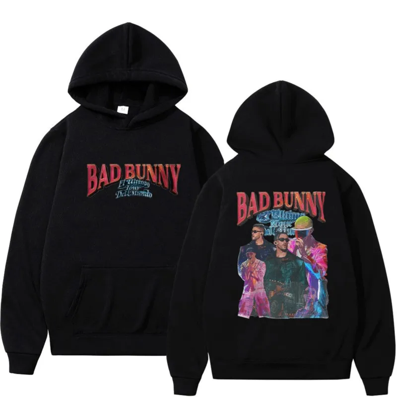 

2022 Bad Bunny Hoodie El Ulitimo Tour Del Mundo Tour Double-sided Print Hoodies Streetwear Oversized Long Sleeves Sweatshirts