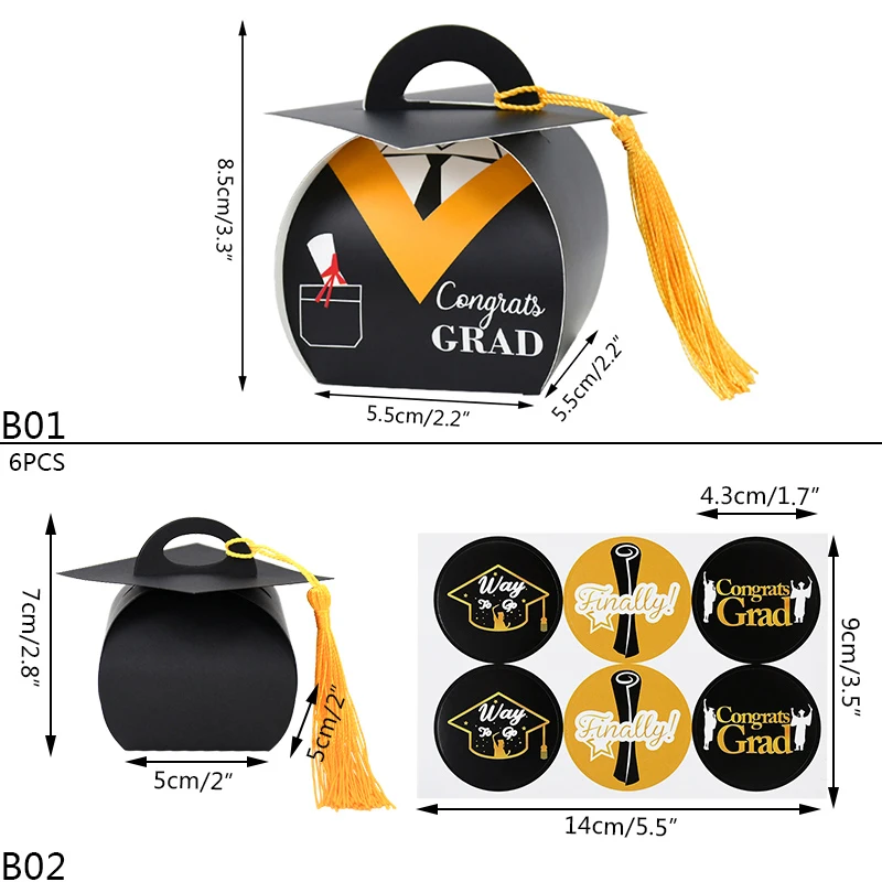 Description Picture 6 of item1-15pcs Congratulation Grads Decorations Class of 2024 Graduation Decor Pull Flag Cake Topper Boxes Balloon Grad Party Supplies
