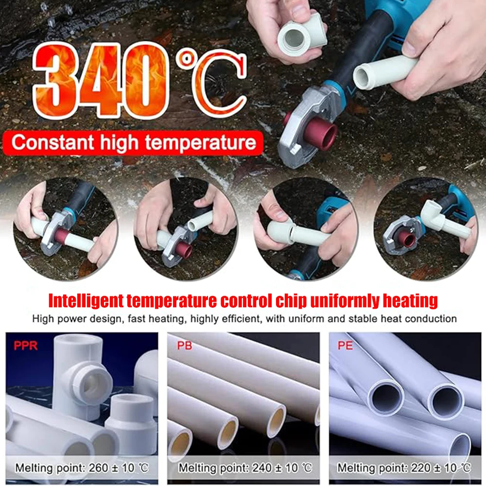 Electric Pipe Welding Machine Cordless Fuser PPR PE Soldering Iron Plastic Tube PP Heating Hot Melt Fit For Makita 18V Battery soldering iron pipe welding iron pipe welding