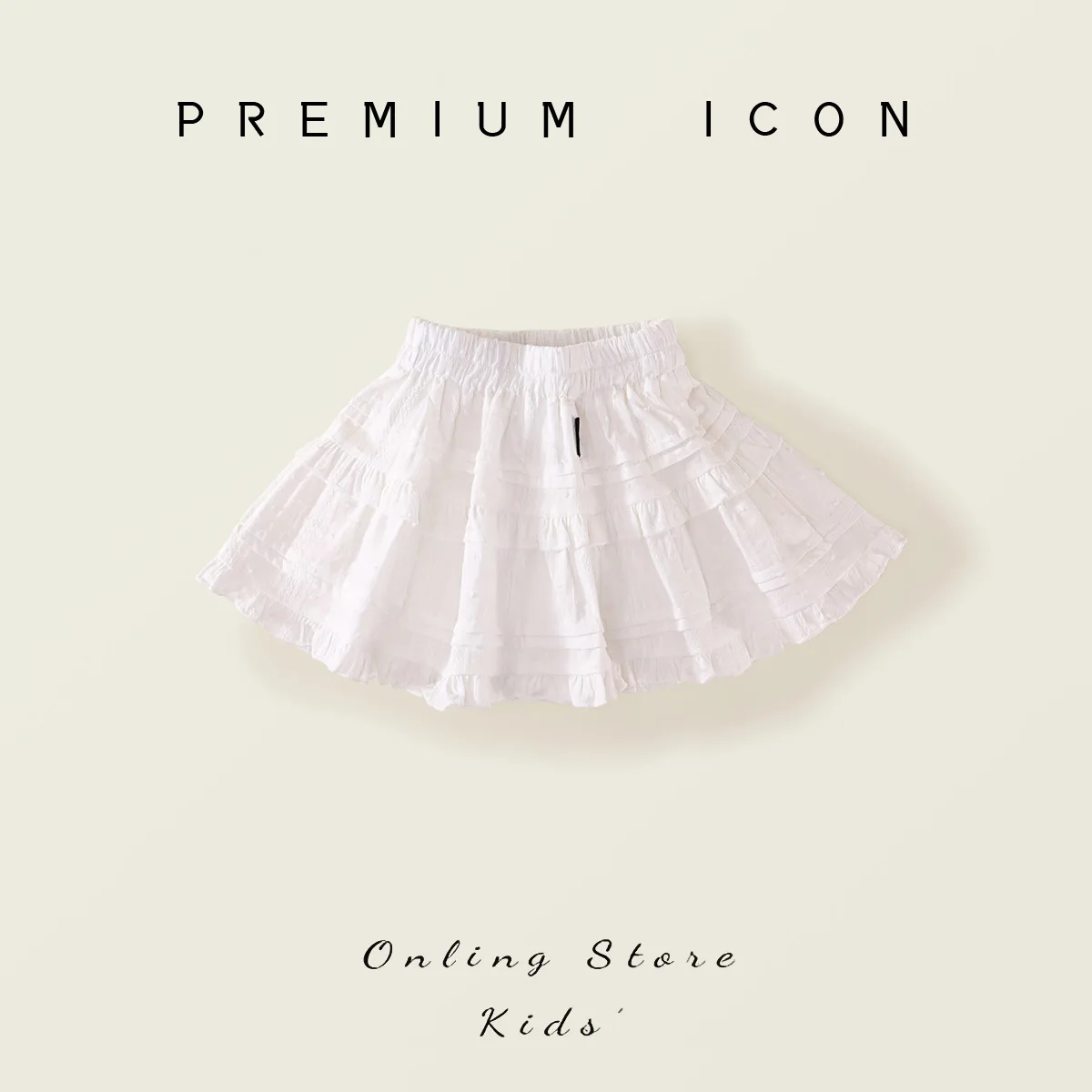Spring/Summer Girls' White Cake Puff Skirt with Embroidered Hem, Casual Baby Girl Half Skirt