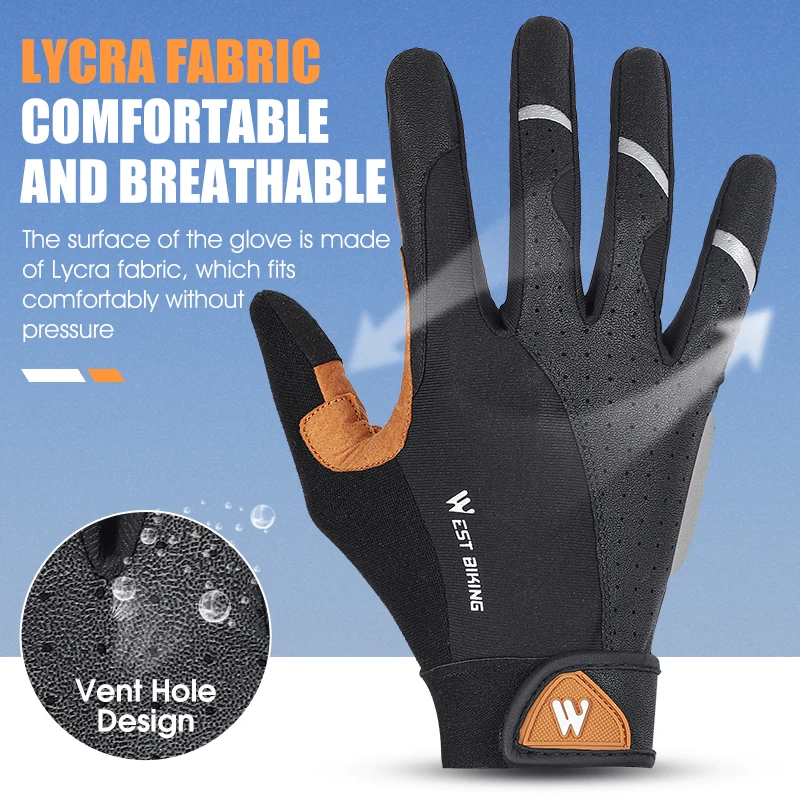 WEST BIKING Cycling Bicycle Gloves Men Women Touch Screen MTB Road Bike Gloves Shockproof Breathable Motorcycle Sports