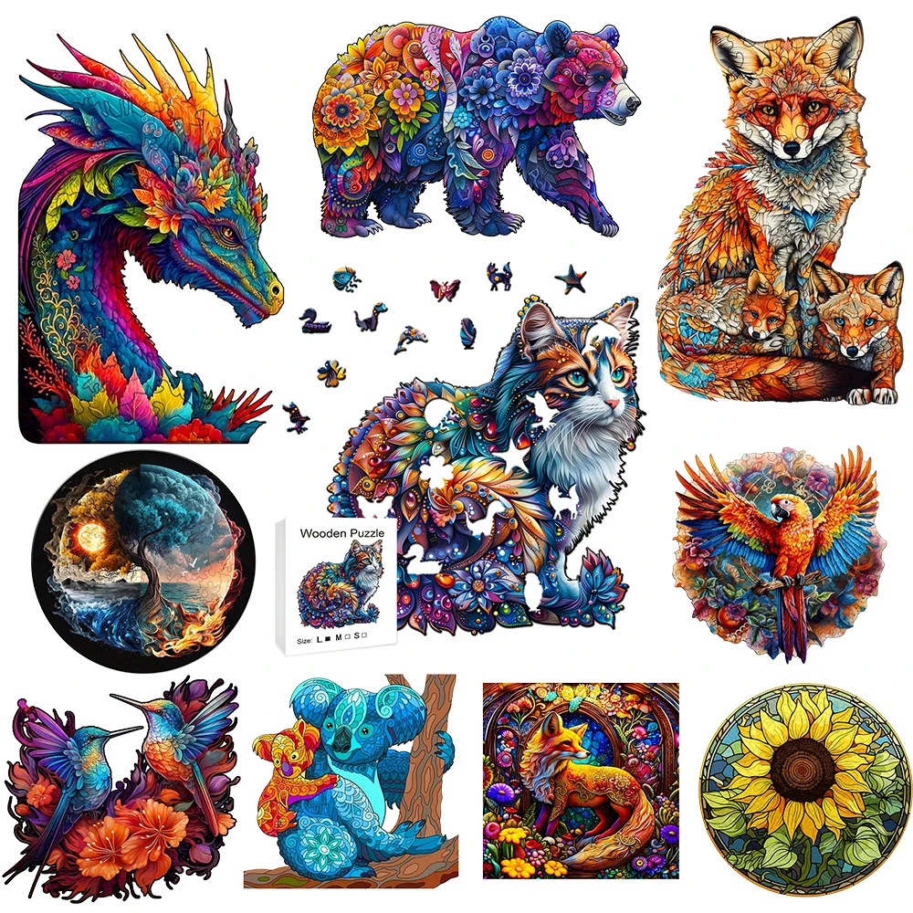 Wooden Puzzle for Adults Cat Wooden Jigsaw Puzzles for Adults Unique Animal Shape Wood Cut Puzzles Family Friend wooden jigsaw puzzles jigsaw puzzles wooden puzzle toys
