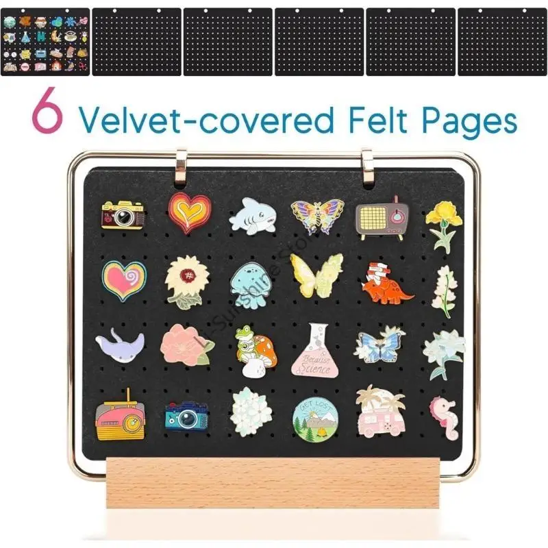 Enamel Pin Display Organiser 6 Pages Large Capacity Brooch Holder for Household QX2F