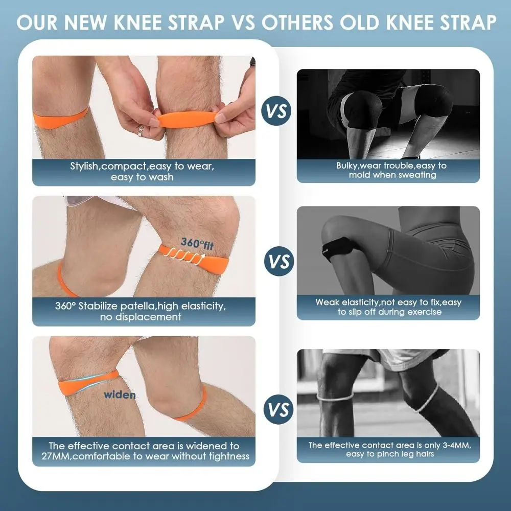 Silicone Patella Tendon Knee Straps Knee Support Fixed Protection Patella Knee Strap Highly Elastic Flexible