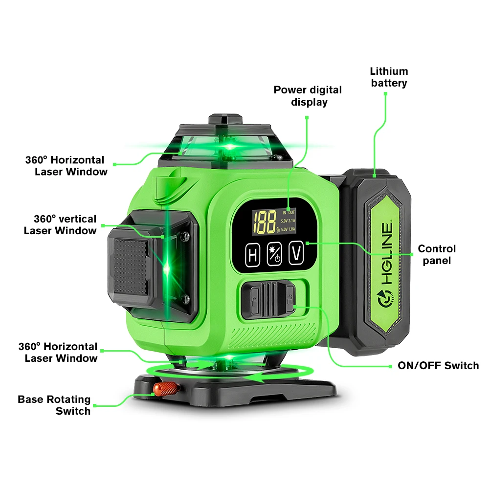 16 Lines Laser Level APP Remote Control Horizontal Vertical Levels Machine Power