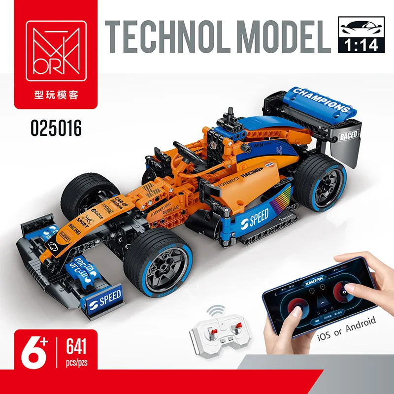 도시 크리에이티브 하이테크 RC 전기 F1 빌딩 블록, 원격 제어 스포츠카 벽돌 장난감, 어린이 선물 세트, 641-643 개