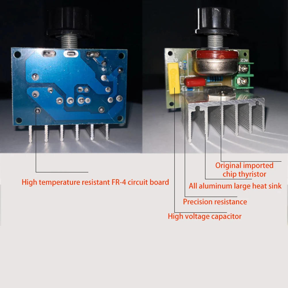 조정 가능한 조광기 SCR 전압 조정기 AC 220V 4000W 소형 모터 온수기용 소형 가변 전압 컨트롤러