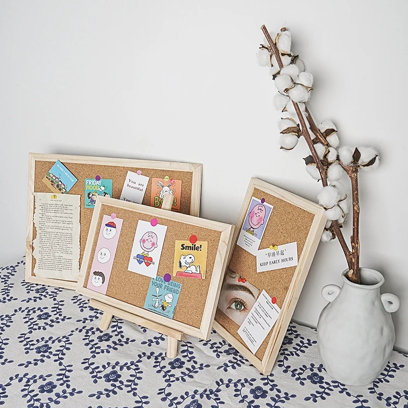 Kawaii Soft Wooden Letter Message Board Decorative Postcard Photo Wall Cork Board Memo Paper Background Stationery