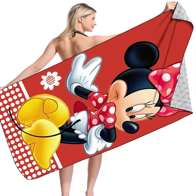 2023 New Mickey Mouse Square Beach Towel Cartoon Cute Mickey Minnie Stitch  75*150cm Bath