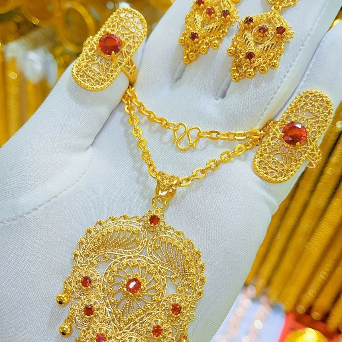 24K Dubai Gold Color Jewelry Sets For Women African India Party Wedding Necklace  Pendant Earrings Bangles Jewelry Set Gifts - AliExpress