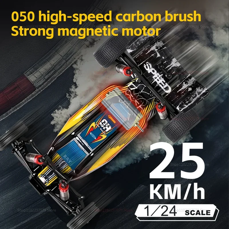 WLtoys 244016 1:24 스케일 RC카, 25km/h 브러시리스 모터 2WD 오프로드 버기, 합금 섀시 드리프트 레이싱 장난감 (성인 및 남아용 선물)