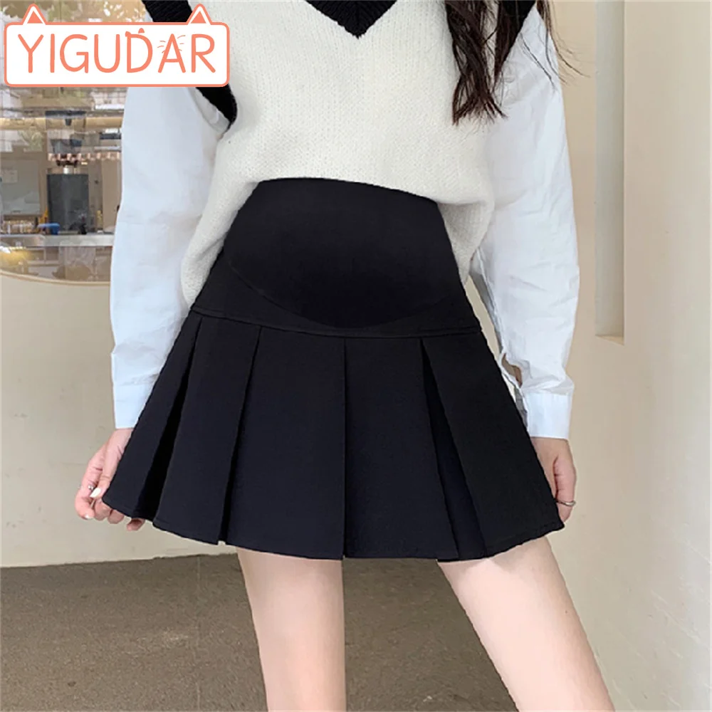 

Maternity clothes skirt high waisted panties slimm women autumn winter Korean version A line pleated woolen short skirt women