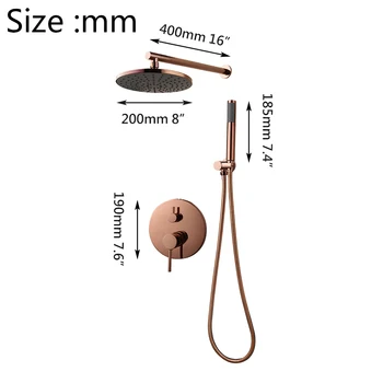 YANKSMART Rose Gold ห้องน้ําก๊อกน้ํา Wall Mount ระบบชุด 8-9 "หัว Chuveiro หมุน Rainfall Spout Mixer Water TAP 2