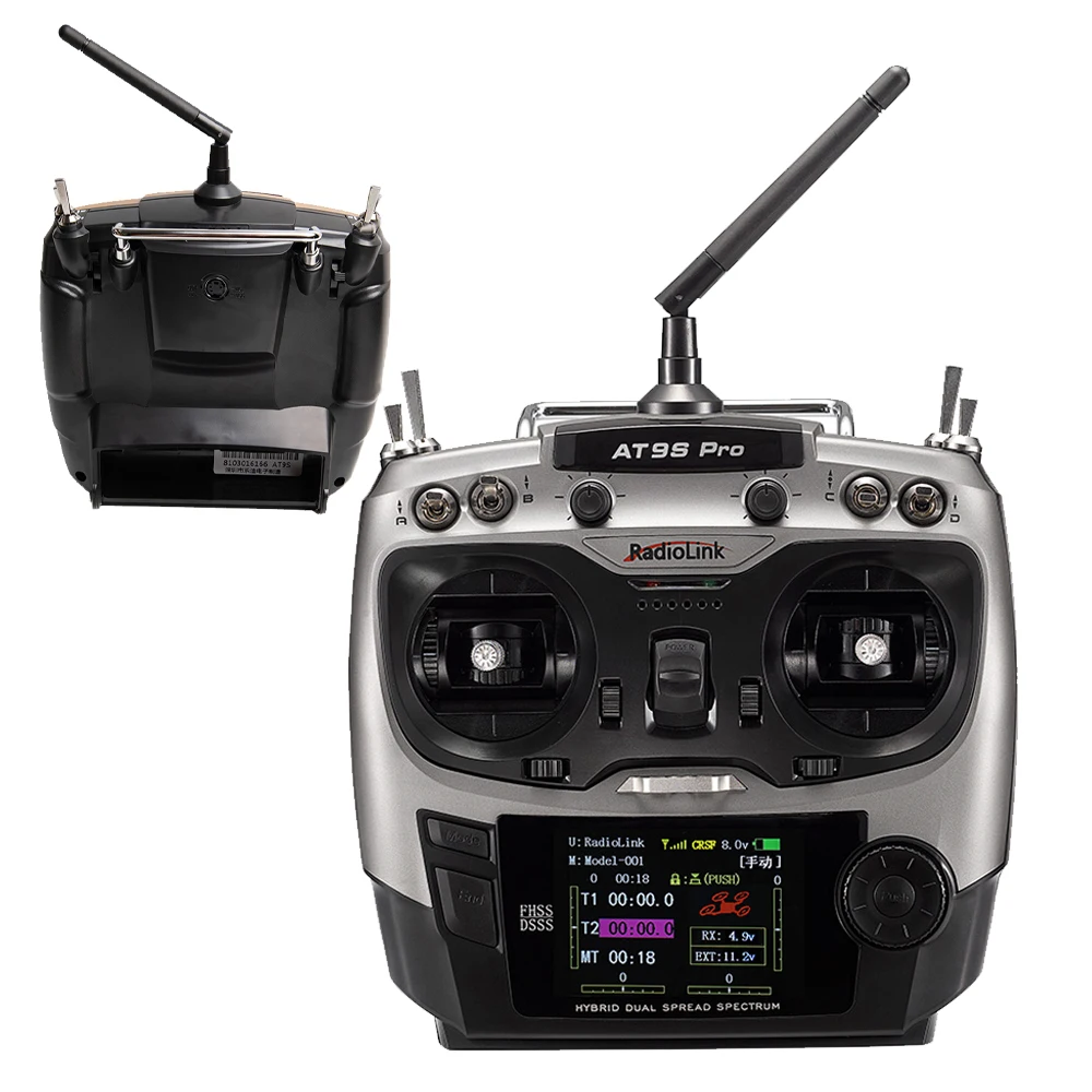 

RadioLink AT9S PRO Transmitter DSSS FHSS Mode2 Transmitter 2.4G 10/12CH with R9DS Receiver for RC Model Airplane Drones