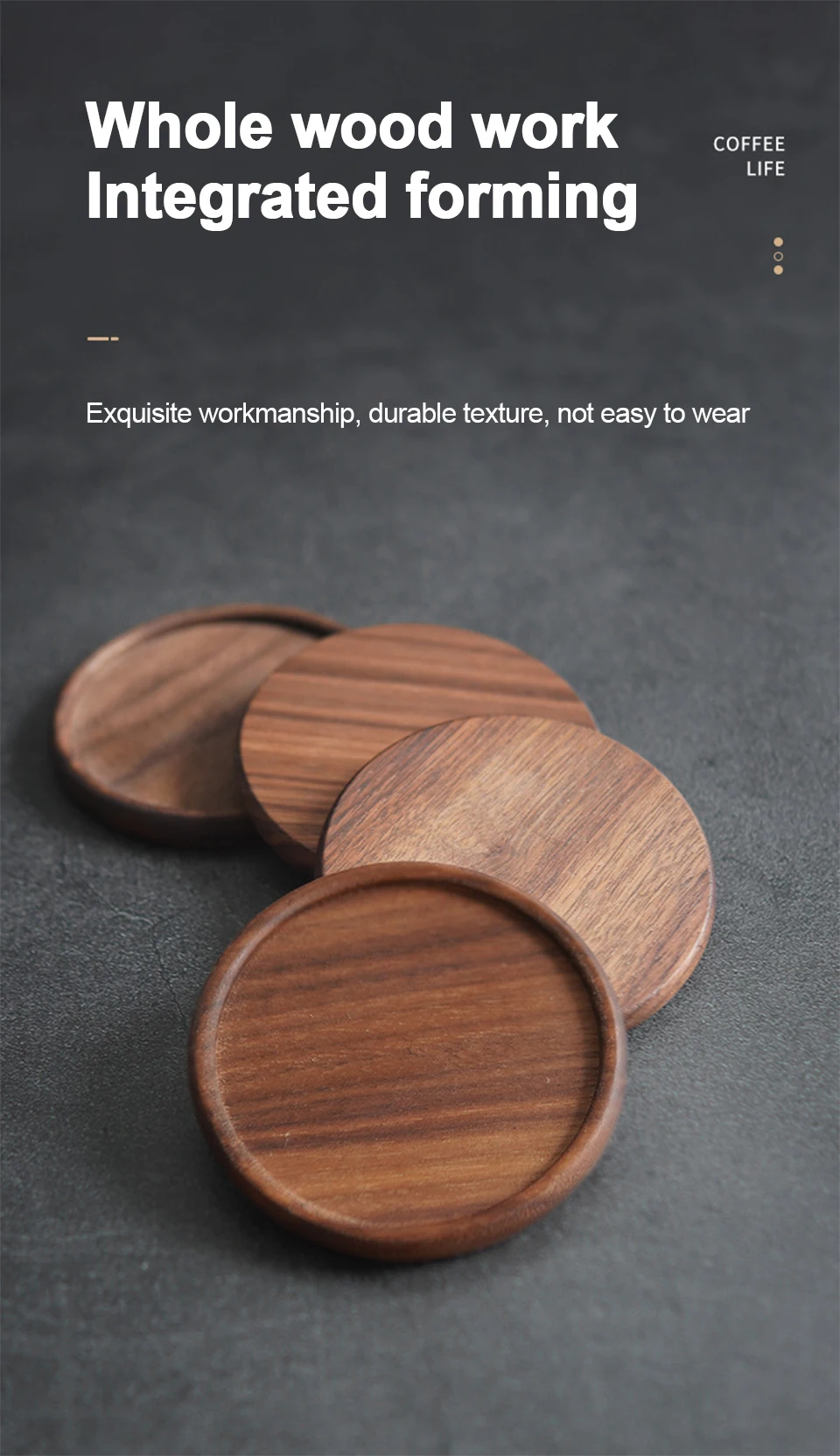 Description Picture 4 of item1PC Wooden Coaster Placemats Tea Coffee Cup Pad Durable Heat Resistant Teapot Mat Walnut Color Insulation Tableware Mug Holder