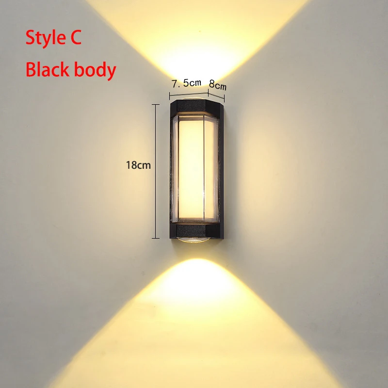 thumbnail image 1 of Lámpara de pared LED para exteriores, moderna y sencilla, resistente al agua IP65, luz ascendente y descendente, lámpara de patio, luz de pared para pasillo, aplique de pared exterior, 1 of 5
