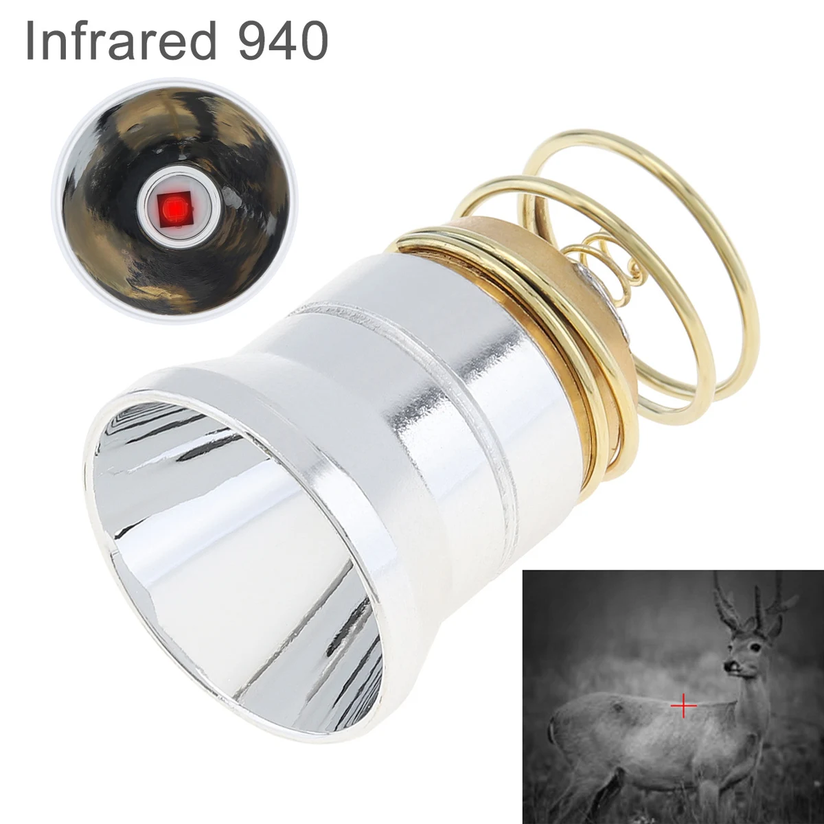 

1 Mode 940nm IR LED Flashlight Bulbs Replacement Smooth Reflector P60 Drop-in Lamp Fit for 6P C2 D2 G2 Z2 / 501B 502B 501A 502D