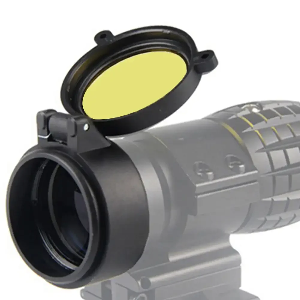 30-69MM Transparent Rifle Scope Lens Cover Flip Up Quick Spring Protection Cap Yellow Objective Lense Lid for Gun Calibe
