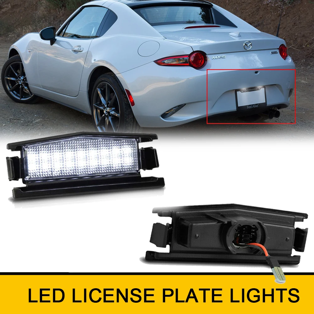 

2Pcs Free Error LED Reverse License Plate Lights For Mazda 2 Harchback MX-5 Miata MK3 Car Styling OEM D09H-51-270