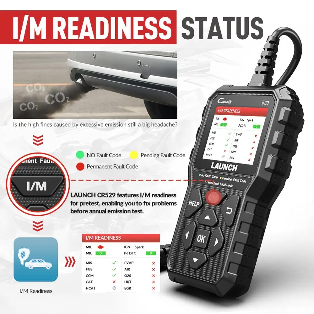 Nuovo Scanner OBD2 LAUNCH CR529, Strumento Diagnostico Automobilistico, Lettore di Codici OBDII, Strumento di Scansione Auto per Controllo Motore - immagine 4