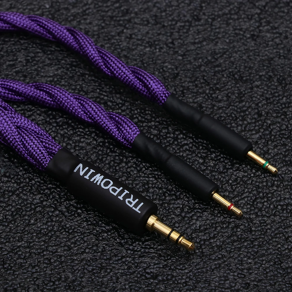 Tripowin GranVia 26AWG 36 Strands x 4 Core Handmade Headphone Replacement Cable for HD650 HD580 HD800 HIFIMAN ANANDA Purple